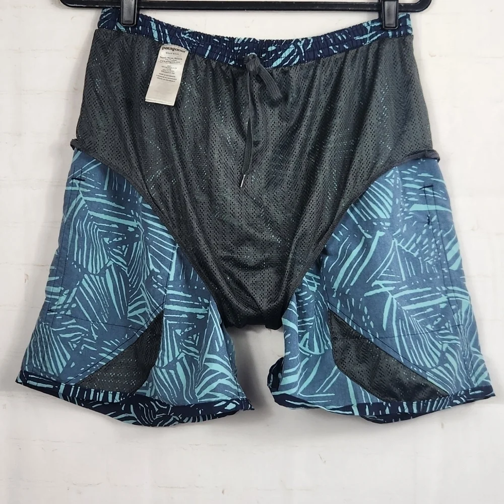 Patagonia Men’s Baggies Long Casual Swim Trunk Shorts Navy Palm Print Medium